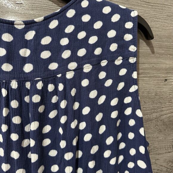 Liz Claiborne Tank Top Womens XXL Sleeveless Navy White Polka Dot Button Front - Picture 8 of 8